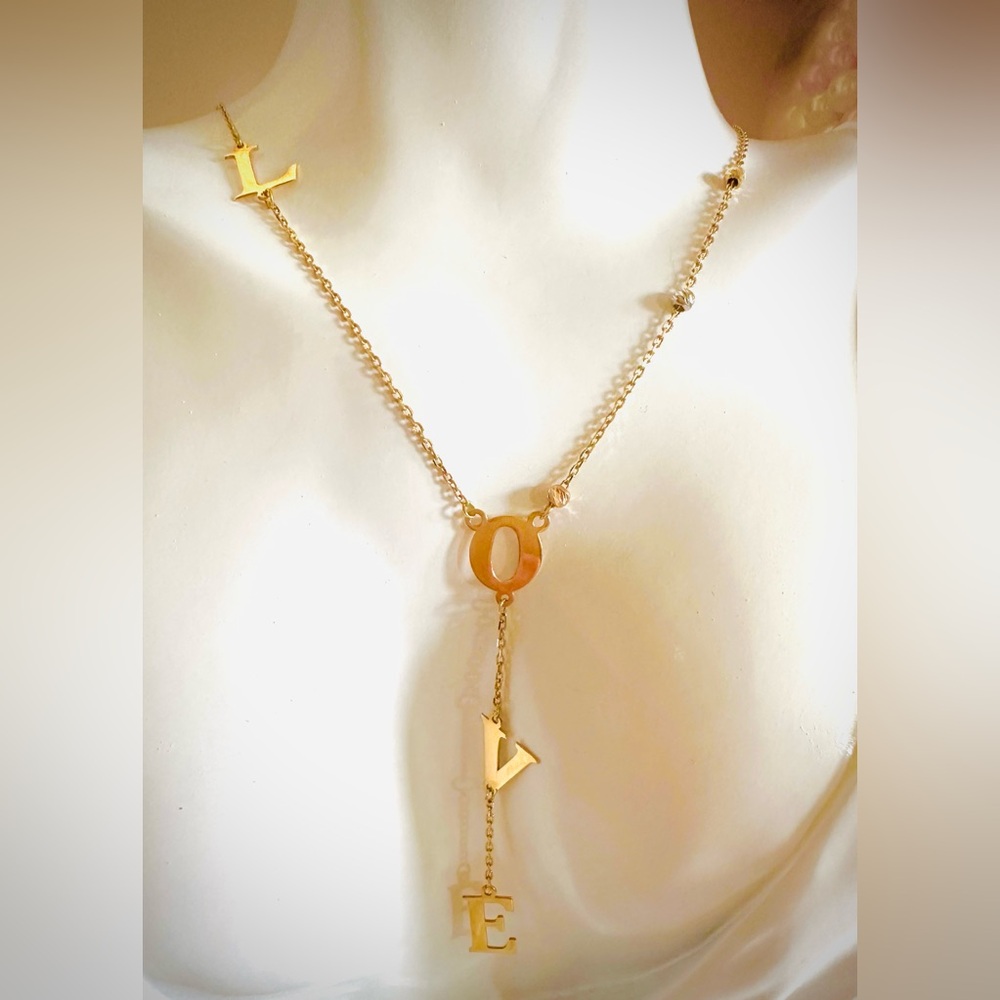 Two Tone LOVE Necklace. 💛 Real 18(18k) Karat Solid Gold Jewelry